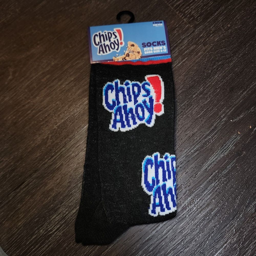 Chips Ahoy Novelty Crew‎ Socks Mens Size 6-12 Odd Sox Food Gift One-Pair